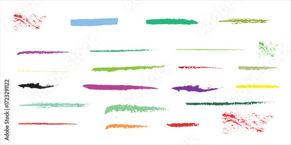 Fototapeta Colorful Hand Drawn Brush Stroke and Textured Underline Vector Set for Artistic Graphic Design Elements

