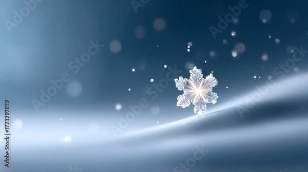 Fototapeta Snowflake glow in motion abstract design of swirling particles in a winter wonderland
