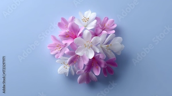Fototapeta Abstract snowflake design glowing with floral beauty nature's fusion artistic creation soft blue background