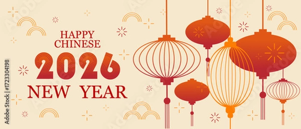 Fototapeta Chinese New Year. Lantern background. Year of the Horse 2026. Vector illustration.	
