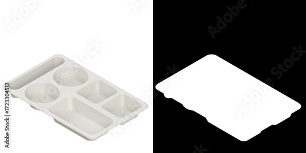 Obraz 3D rendering illustration of an empty compartment meal tray, plastic version