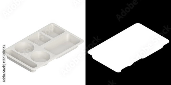 Obraz 3D rendering illustration of an empty compartment meal tray, plastic version