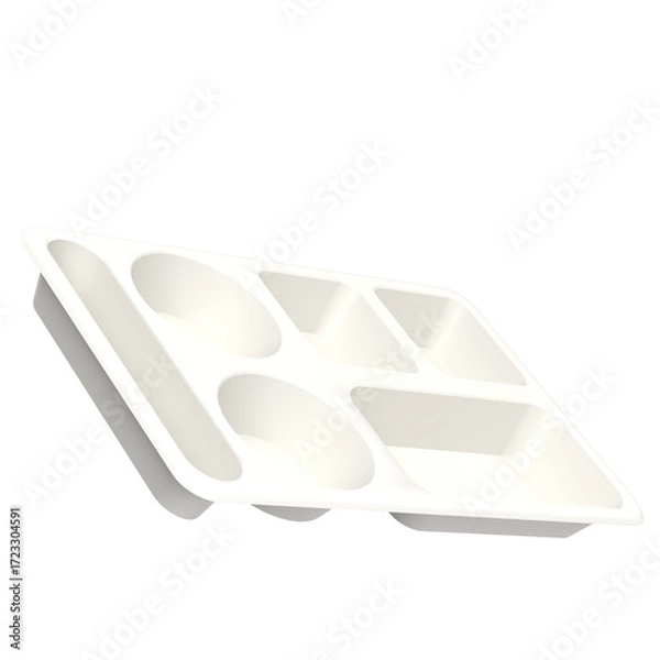 Obraz 3D rendering illustration of an empty compartment meal tray, plastic version