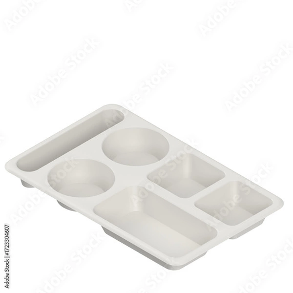 Obraz 3D rendering illustration of an empty compartment meal tray, plastic version