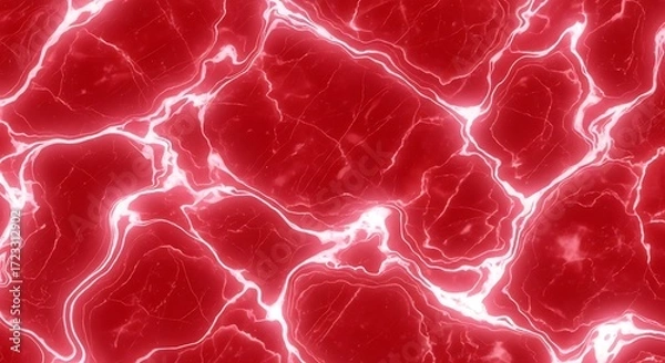 Fototapeta Vibrant Red Organic Texture with Glowing Energy Veins.