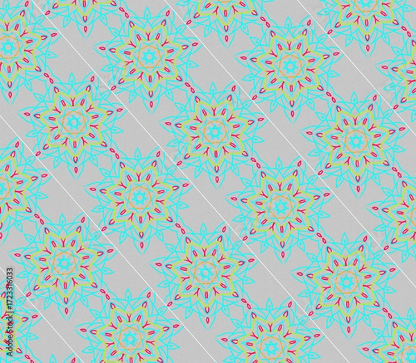 Obraz Geometric vector seamless pattern: vintage floral texture tile backdrop design