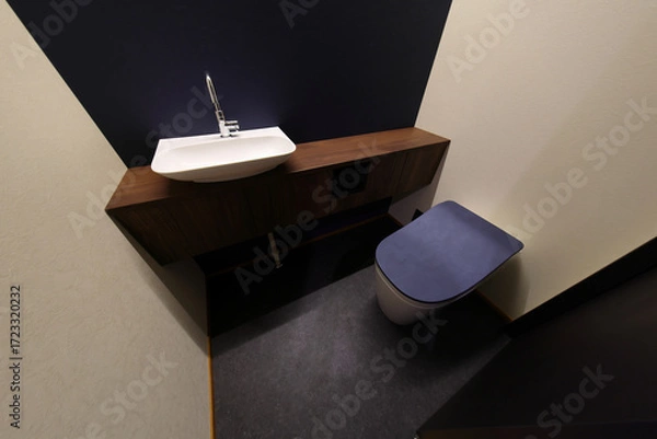 Obraz 注文住宅のスタイリッシュなトイレ空間