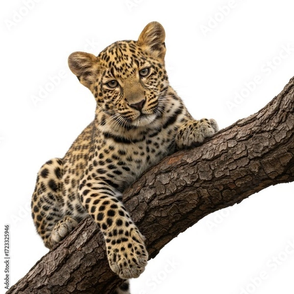 Obraz leopard in front of white background