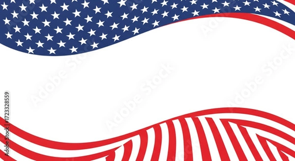Fototapeta American flag inspired design with wavy stripes and stars isolated on white background for patriotic themes