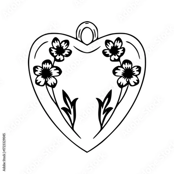 Obraz ornate heart pendant with etched flowers