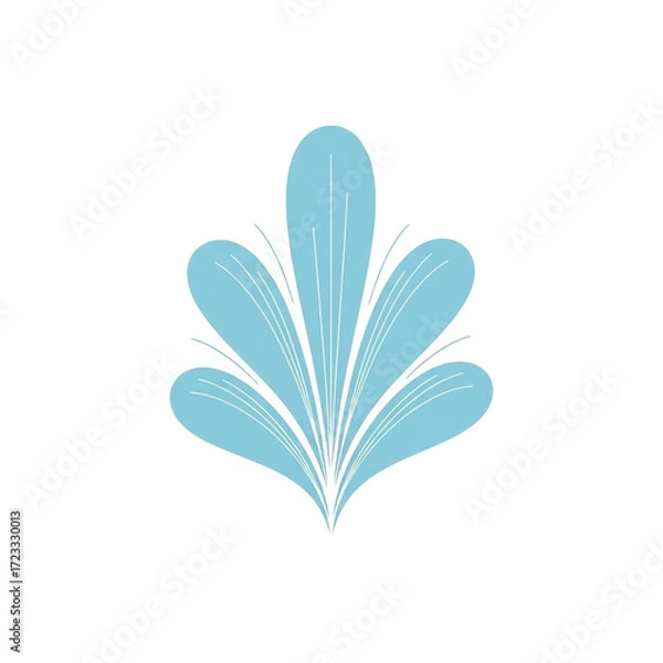 Fototapeta Elegant blue floral element isolated on white background, ideal for design projects, wedding invitations, and decorative accents