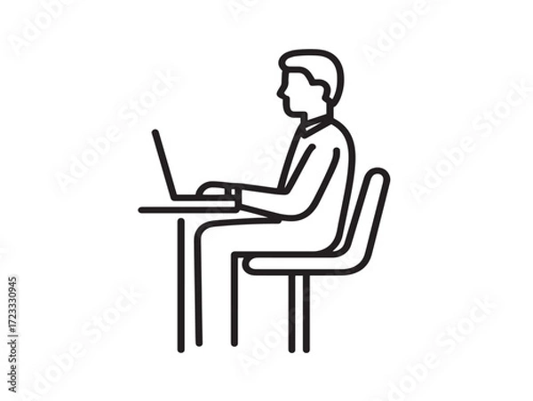 Fototapeta Professional workaholic icon in clean minimal line art