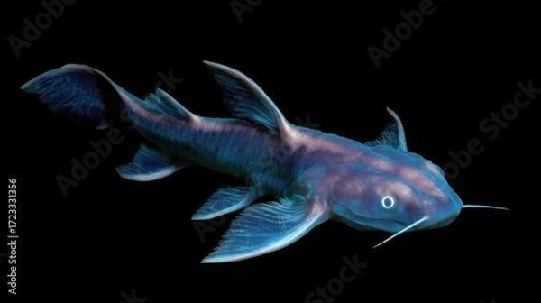 Obraz A fractionating column with moisture condensing at the top, an electrical device emitting bright blue light below,