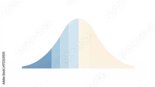 Fototapeta A smooth, stylized bell curve representing statistical distribution, divided into light and dark blue sections