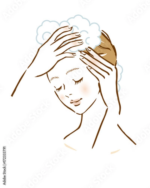 Obraz 女性　シャンプー　洗髪　髪