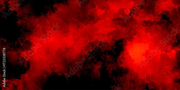 Fototapeta Abstract grunge red and black powder explosion cloud on black background. dark red smoke Like cloud wave effect on black. dark fire flame grunge texture background. toned fiery red sky.