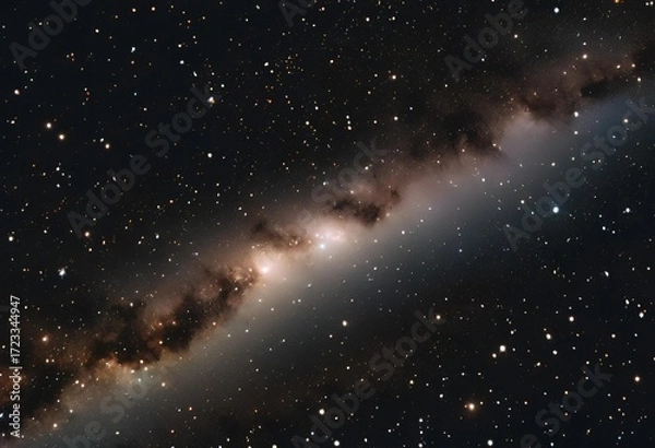 Fototapeta cluster of distant stars shines brilliantly in the dark expanse of the faraway universe.
