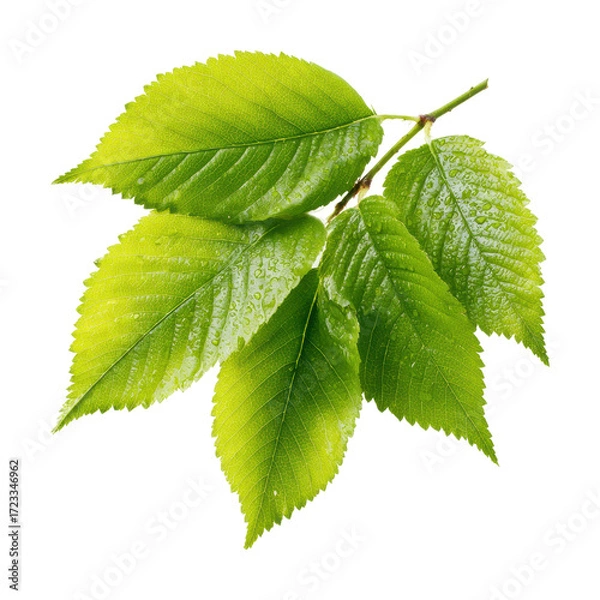Fototapeta Fresh green leaves in natural light environment isolated on transparent background