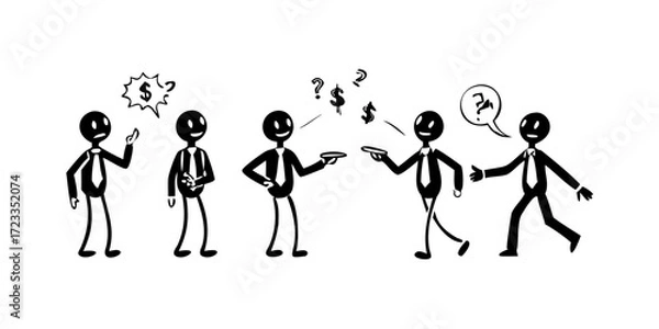 Obraz Funny business concept with stickmen and symbols - big collection. Vector.icon
