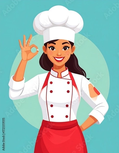 Obraz Cheerful chef giving okay sign