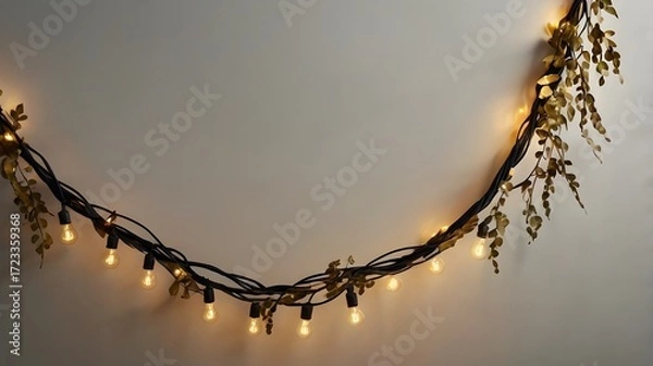 Fototapeta LED Garland Circle on Soft Beige Backdrop