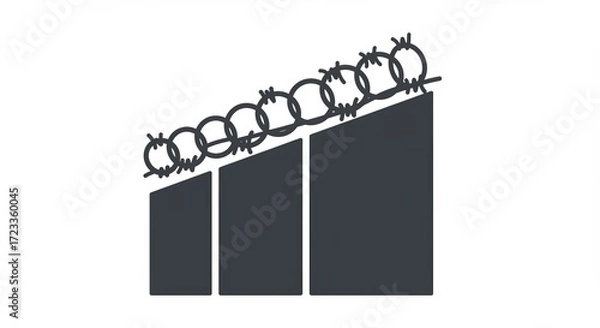 Fototapeta Barbed wire atop security fence symbolizing protection and restrictions