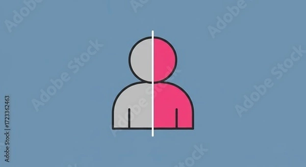 Fototapeta Split personality concept symbolizes duality and inner conflict, representing choices.