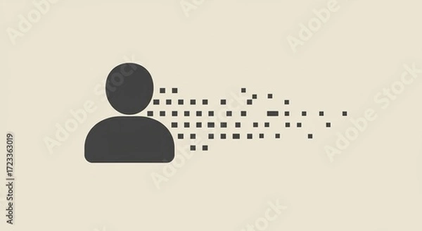 Fototapeta Person dissolving into digital data concept for privacy loss and technology