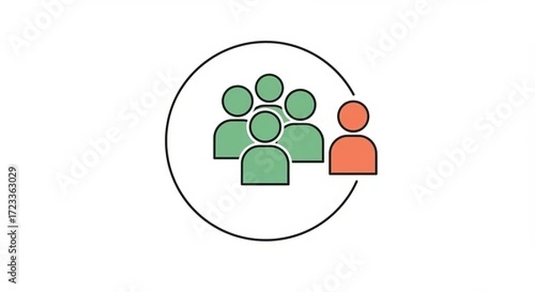 Fototapeta Diverse team members collaborating within a circle, one outlier stands apart