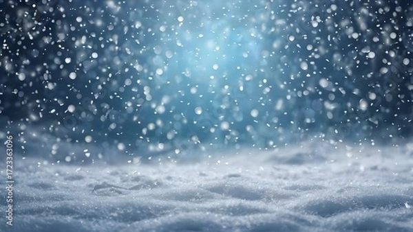 Fototapeta Falling Snowflakes with Bokeh on Winter Background