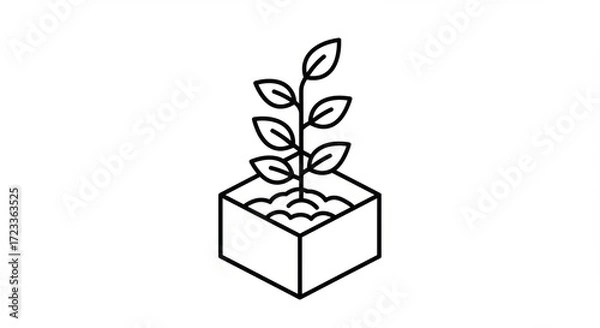 Fototapeta Young plant growing in a modern geometric planter, symbolizing growth and new beginnings.