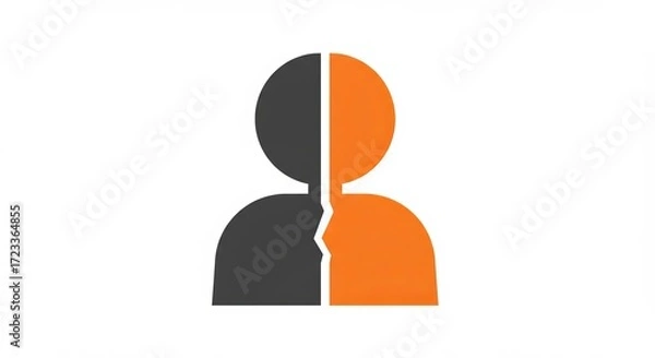 Fototapeta Symbolic representation of division, conflict, or broken connection between two people.