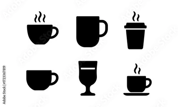 Fototapeta Minimalist coffee cup vector collection for beverage icon design and branding