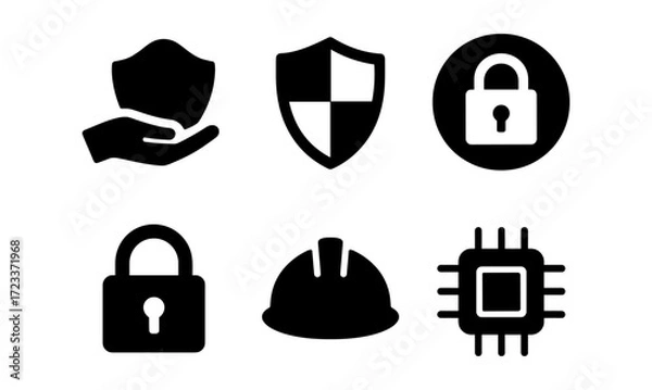 Obraz Cyber security icons for digital protection and technology design