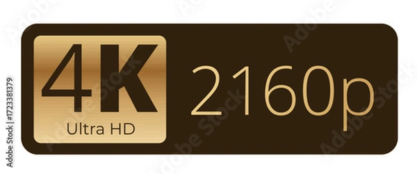 Obraz 4k ultra hd 2160p gold label icon for high-definition quality.