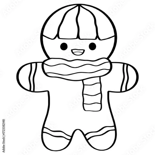 Obraz Gingerbread Man icon, sign, label, coloring or sticker for decoration item.