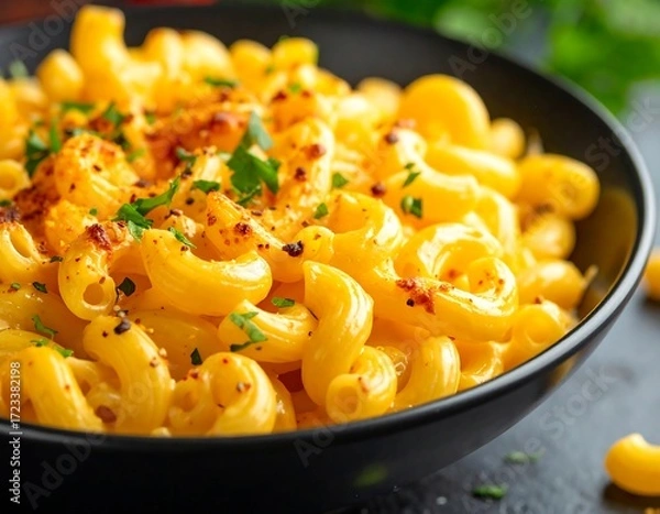 Obraz Cheesy macaroni and cheese dish close-up
