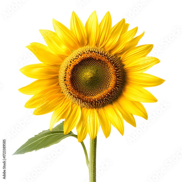 Obraz Vibrant Yellow Sunflower Bloom Isolated on White Background
