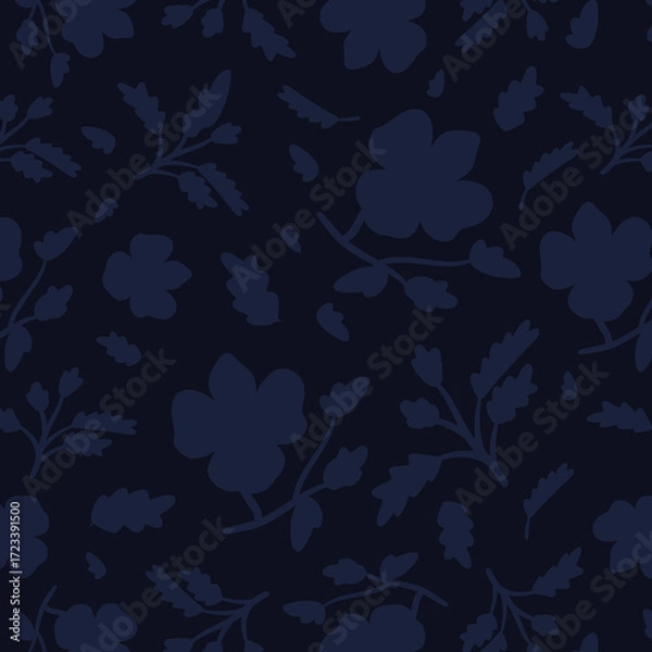 Fototapeta Seamless pattern of minimalist silhouette flower two-tone background. Modern floral pattern, Vintage floral background, Pattern for design wallpaper, Gift wrap paper and fashion prints.