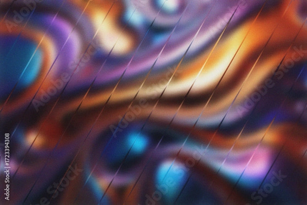 Fototapeta Vibrant, swirling abstract art with deep purple, electric blue, and warm orange hues, creating a mesmerizing, energetic visual flow perfect for dynamic backgrounds and creative projects.