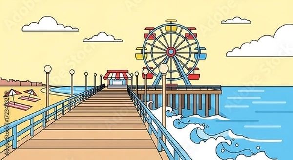 Obraz Pier and Ferris Wheel.