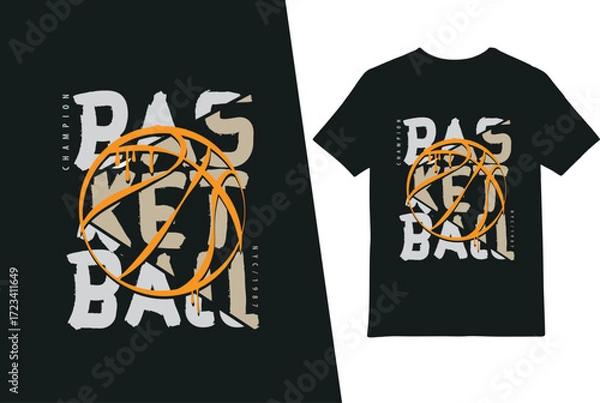 Fototapeta Vector illustration on the theme of basketball. t-shirt design