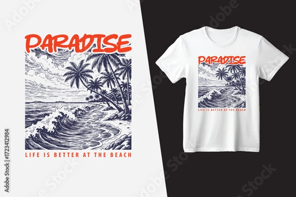 Fototapeta Beach paradise Illustration typography for print t shirt