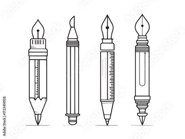 Fototapeta Essential Creative Tools Icon in Elegant Modern Vector Line Style