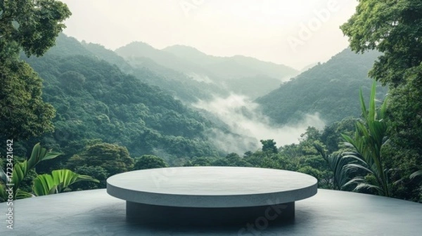 Obraz E-commerce product showcase with natural scenery as the backdrop