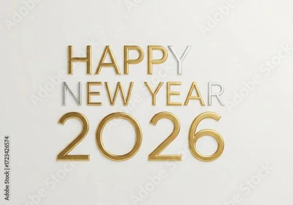 Fototapeta A Premium Happy New Year 2026 Design Element on White Background.