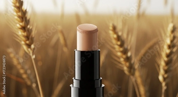 Fototapeta Concealer Stick on Wheat Field Background