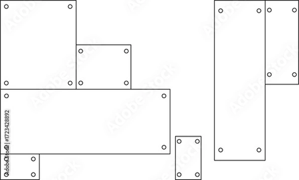 Obraz Geometric Technical Plates with Bolt Holes Vector Illustration