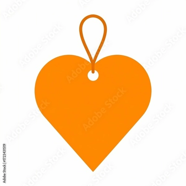 Obraz Orange Heart Tag - Simple Love Symbol for Gifts and Crafts.