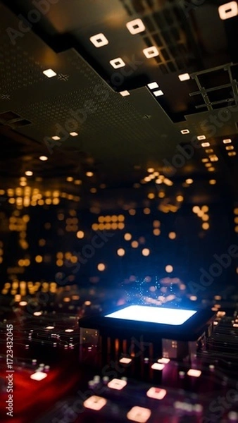 Obraz Glowing Computer Processor on a Detailed Motherboard